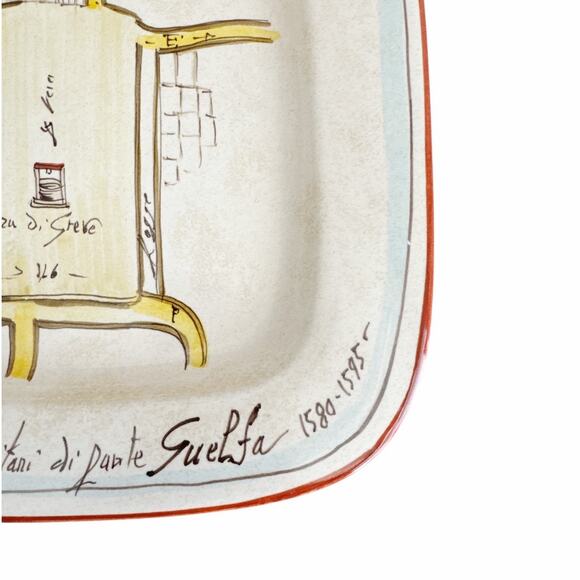 Ceramica Geometrie Tuscan Ceramic Hand Painted Plate of Map - Picture 4 of 9